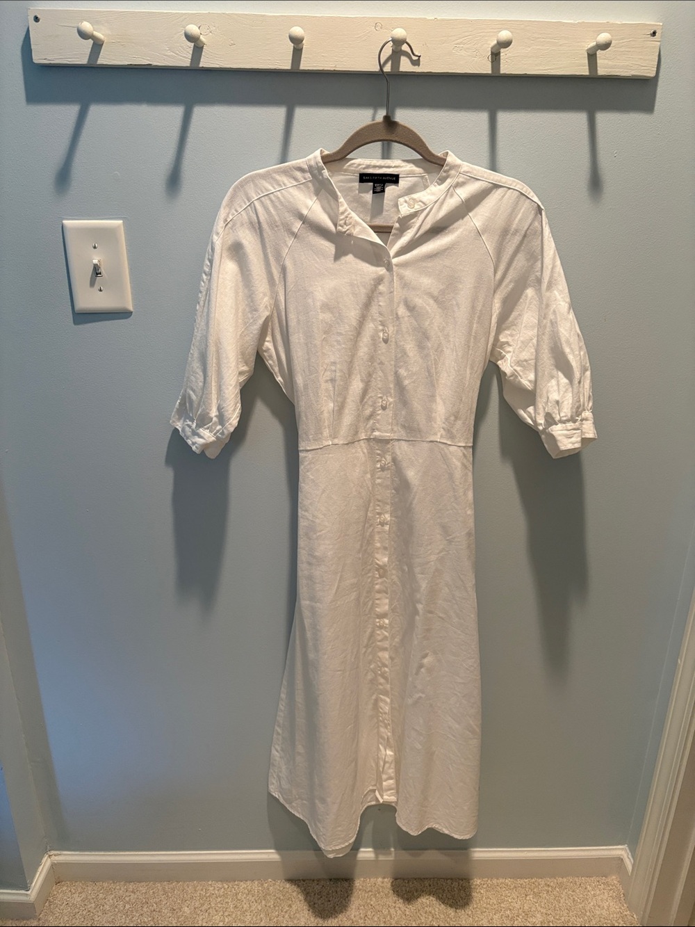 Saks Fifth Avenue White Button-Front Midi Dress